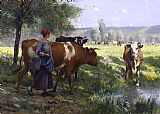 Julien Dupre Famous Paintings - The Young Milkmaid